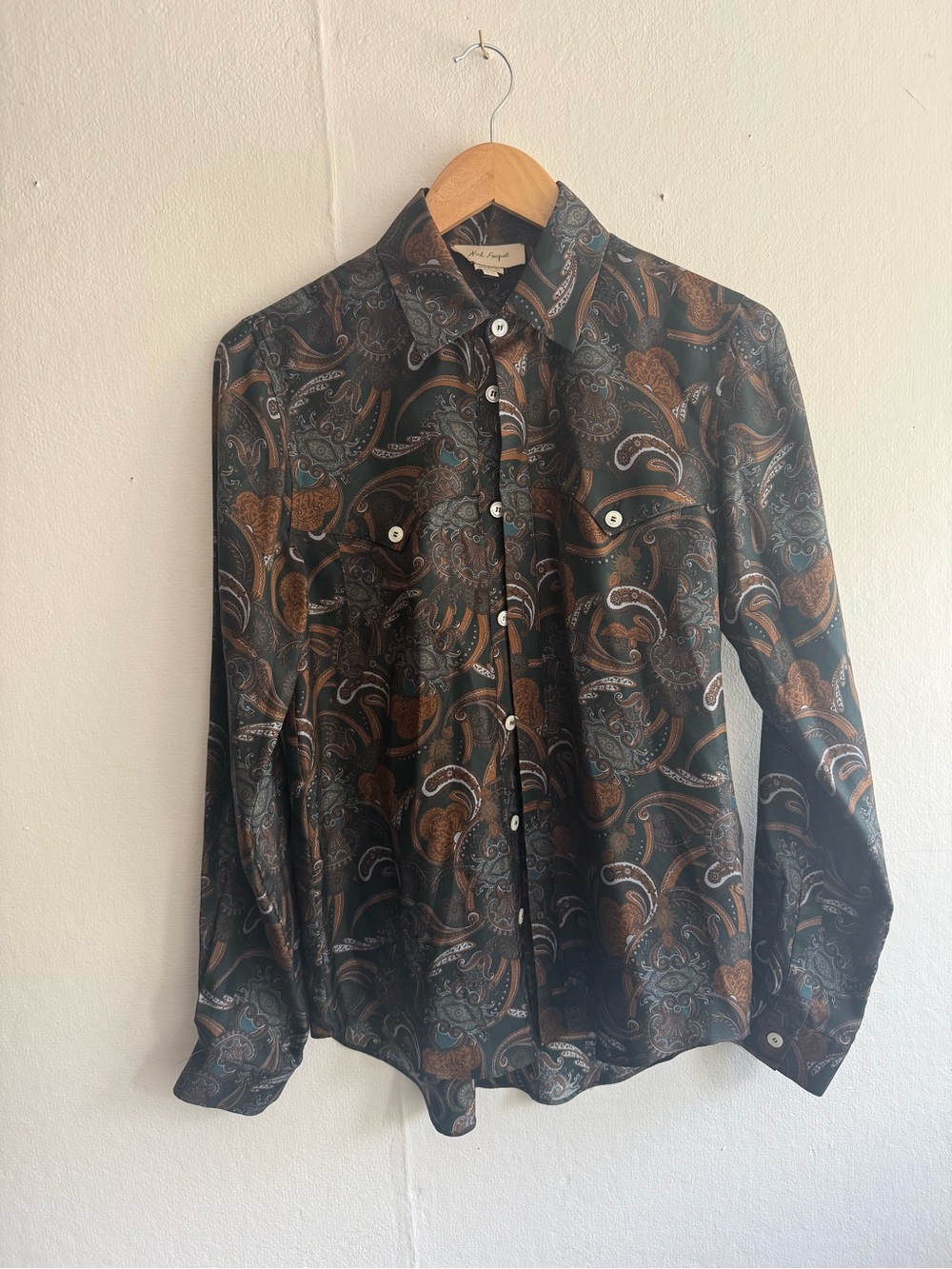 Nick Fouquet Silk Paisley Button Down Shirt M 40 W 36 Made In Italy